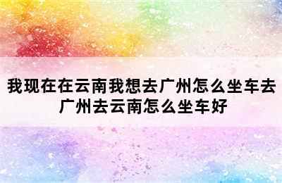 我现在在云南我想去广州怎么坐车去 广州去云南怎么坐车好